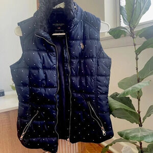 U.S polo assn. blue polka dot vest woman